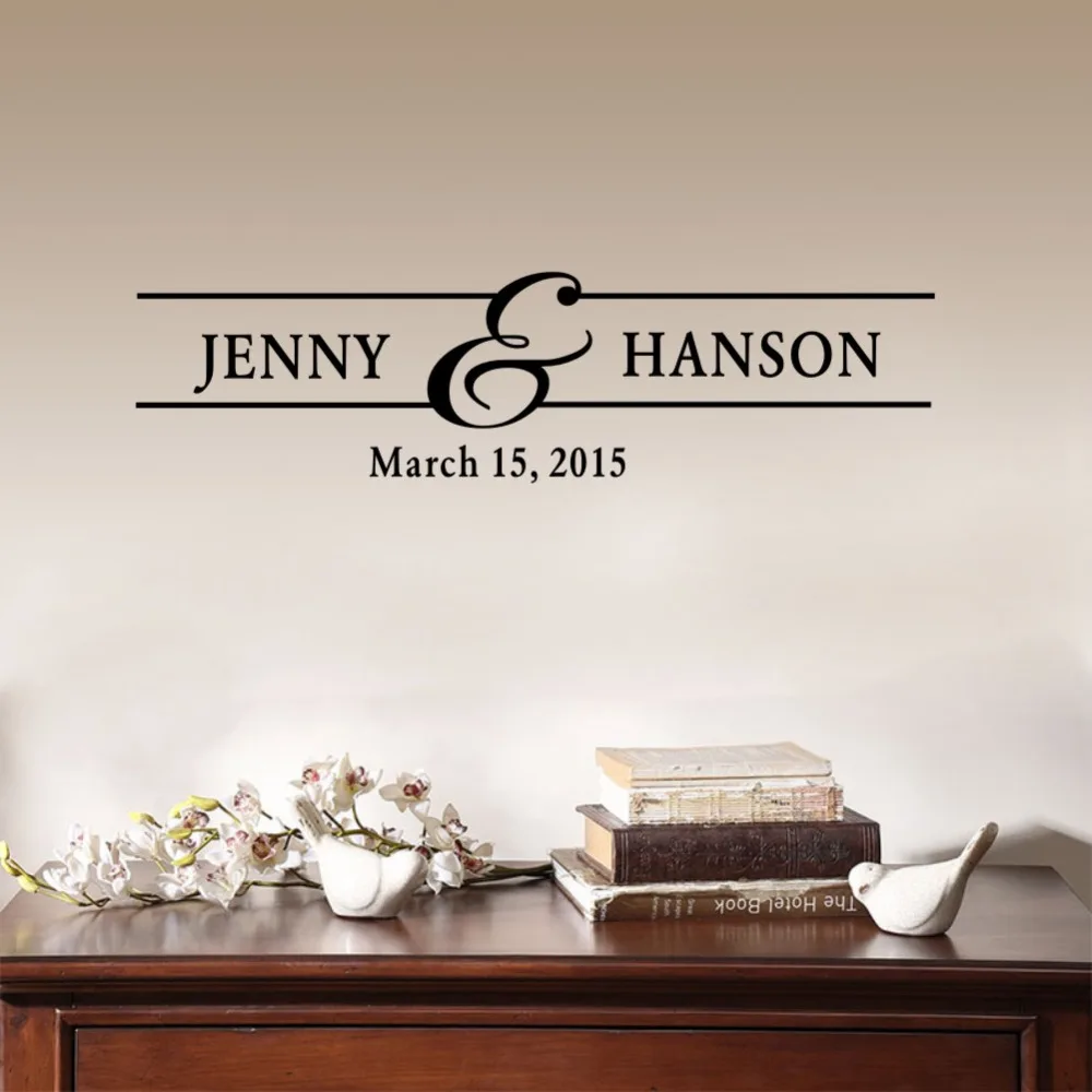 Custom Couple Name Wedding Anniversary Vinyl Art Wall Stickers Creative