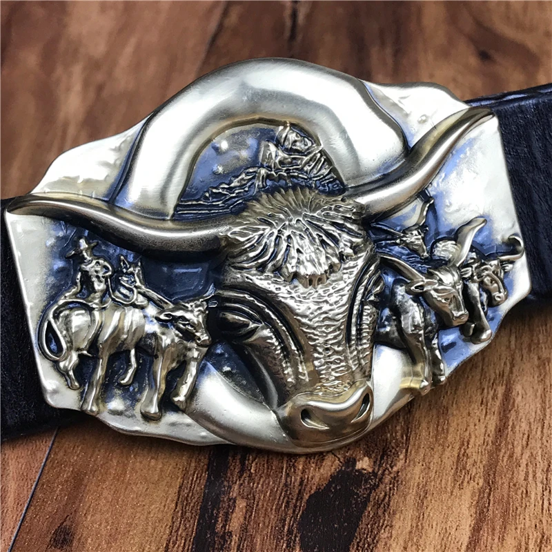 

Bull Belt Buckle Thick Genuine Leather Belt Men Jeans Belt Male Strap Ceinture Homme Cinturon Hombre Riem Men Belt Riem MBT0557