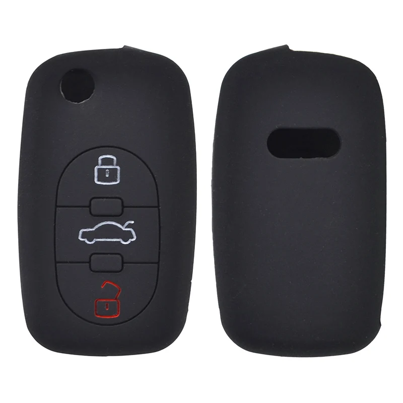 Key Case Cover 3 Button Silicone Car Remote Key Fob Shell Cover Case For Audi A2 A3 S3 A4 S4 RS4 A6 S6 A8 S8 TT Roadster Cabriolet 1997-2006