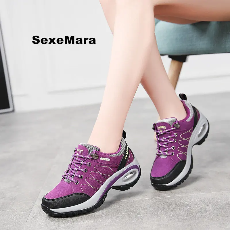 sneakers women wedges sport shoes woman Fur warm running shoes for woman leather Air damping zapatos de mujer chaussure femme
