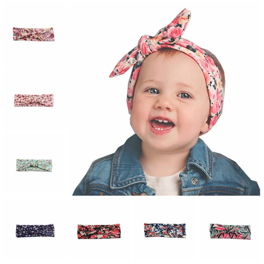 2017 children Turban Tie headbands printed elastic rabbit