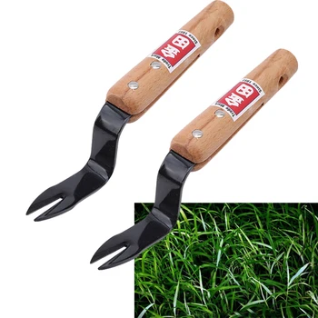 

Forked Head Hand Weeder Puller Patio Carbon Steel Wood Handle Garden Remove Weeds Shovel Garden Courtyard Trimming Tools Gadgets