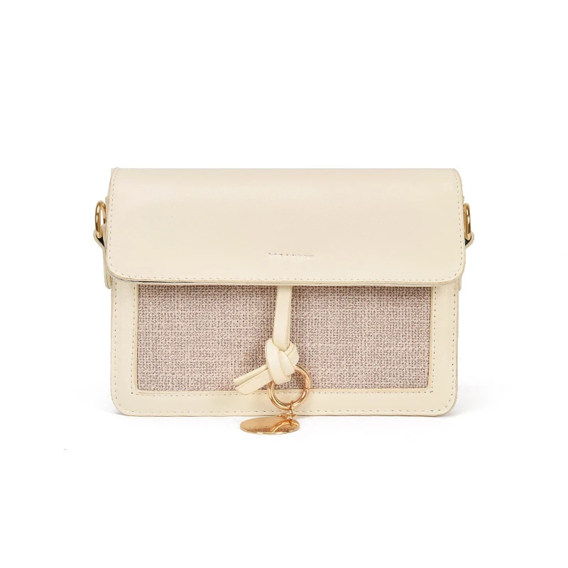 

2018 new color matching small square bag fashion simple PU suture diagonal handbag.