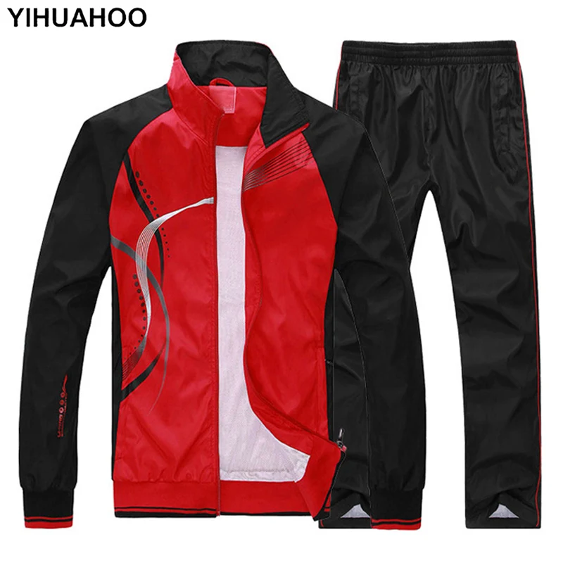 YIHUAHOO رياضية الرجال 4XL 5XL 2 اثنين من قطعة الملابس مجموعة عارضة هوديس البلوز الرياضية جرزاية بذلة رياضية النساء MS-8558