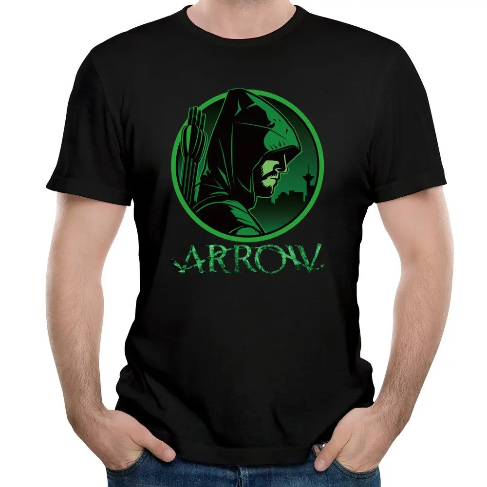 Vary Men's Oliver Queen The Green Arrow Logo Genesis T-Shirt Short Tee Men Cotton T Shirt Printed Top Plus Size |
