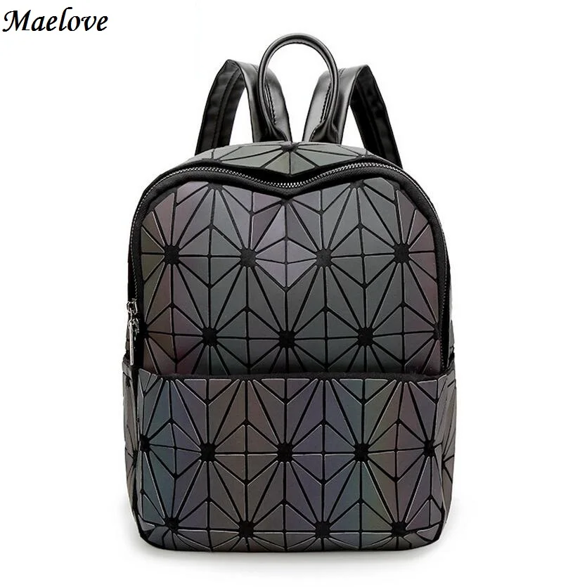 Maelove Luminous backpack 2017 New Vintage women backpack geometry lattic shoulder bag school Free Shipping