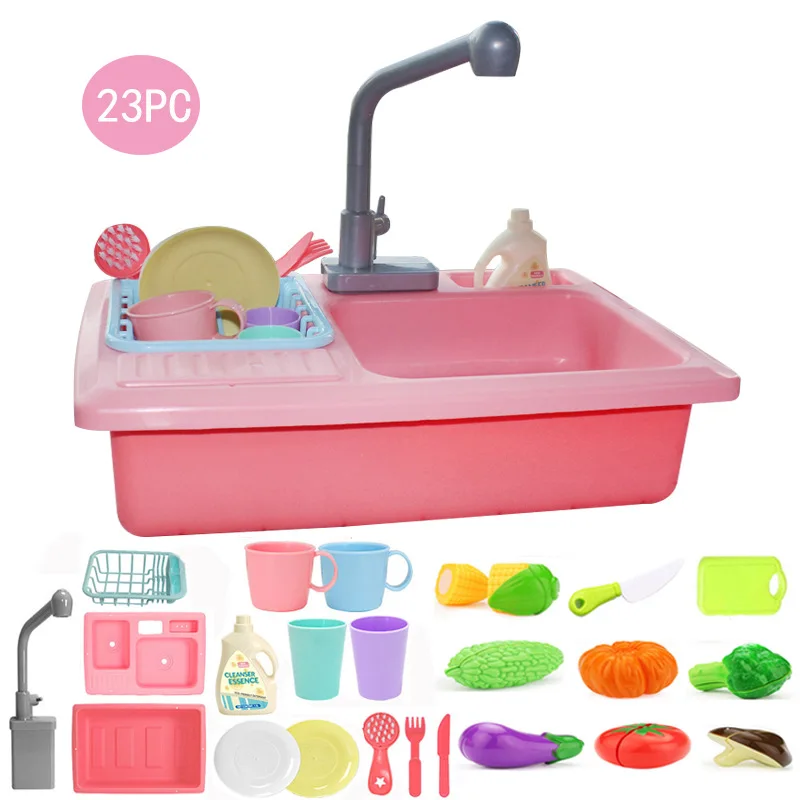 Plastic Simulation Electric Dishwasher Sink Pretend Play Kitchen Toy Set Children Kids Puzzle Early Education Toys Birthday Gift - Цвет: 5