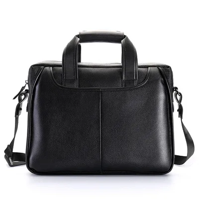 Мужской портфель из натуральной кожи, большая вместительность, мужские сумки, деловая мужская сумка через плечо, Натуральная Воловья кожа, сумка для ноутбука - Цвет: Black