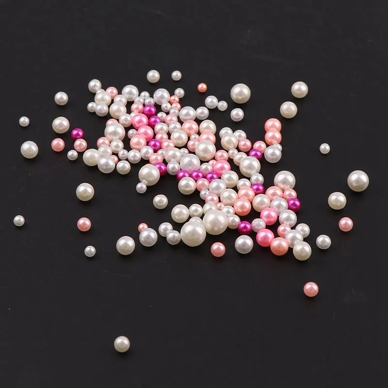 

3-6mm No Hole Mix Size Pearl Round Beads Light Pink Series ImitationLoose Spacer DIY Beads