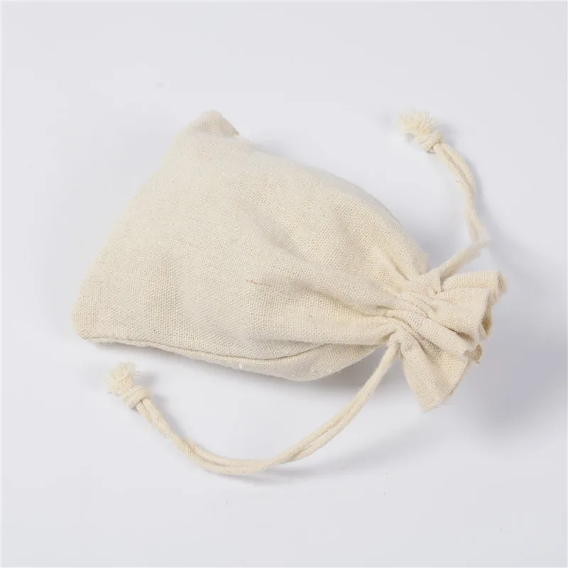 100pcs 10x15cm New Cotton Linen Drawstring Storage Bags Jewelry Packaging Pouches Wedding Christmas Candy Gift Bag Party Favors