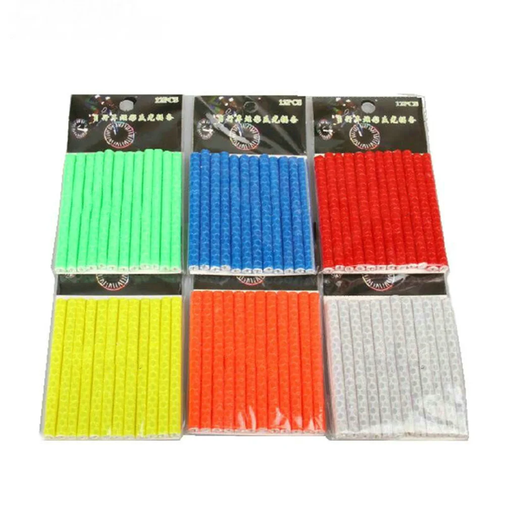 

12Pcs Bicycle Mountain Bike Riding Wheel Rim Spoke Mount Clip Tube Warning Light Strip Reflector Reflective Outdoor 75mm