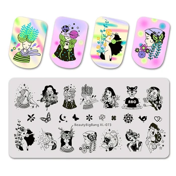 

BeautyBigBang Nail Stamping Plates Butterfly Beautiful Girl Night Dream Image Nail Art Template Nail Stamping Plate XL-073