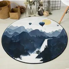 Акварельный стиль природный пейзаж Печатный круглый коврик Дверной Коврик противоскользящий короткий плюшевый коврик туалет compute Подушка для стула в помещении