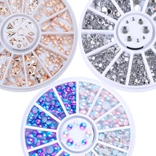 Mixed Nail Rhinestone Rose Gold Silver Rivet Nail Studs Bead 3D Nail Decoration in Wheel Manicure Decor for Nail Art