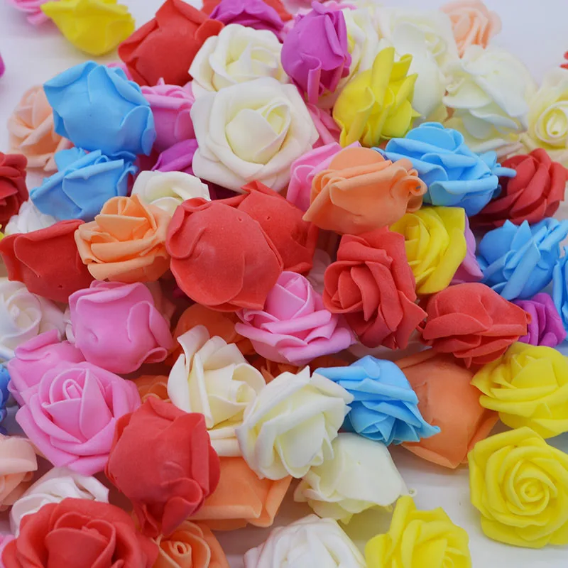 50 Foam Rose Head Multi-Color Artificial Flowers Handmade Home Party Stuff 