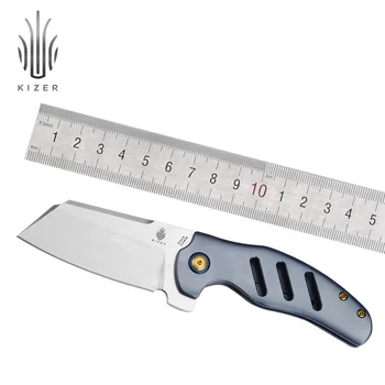 

Kizer hunting knife new cleaver folding knife flipper titanium pocket knife camping outdoor rescue knife edc tools
