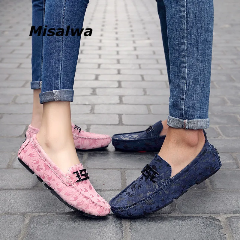 

Misalwa Men's Loafers Lightweight Driving Shoes Printed Leather Solid Designs Styles Casual Unisex Couple Soft Penny Loafers