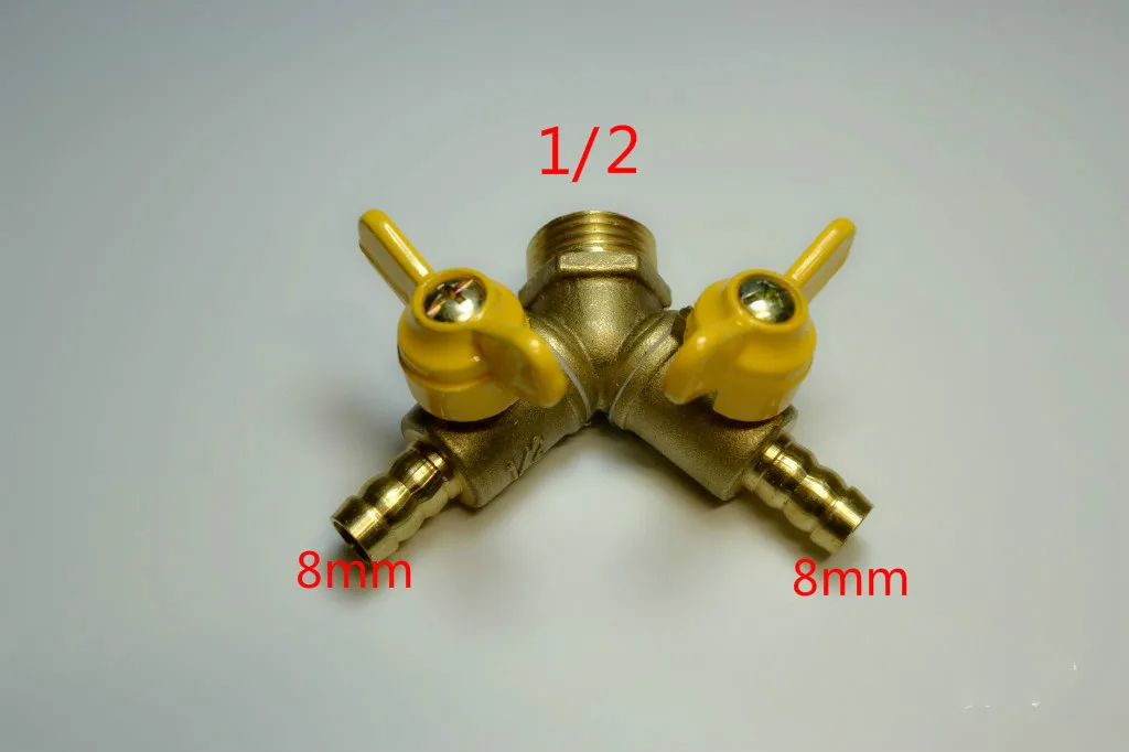 Три вилки соединения латунь Тройник уголь жидкость газовый шаровой кран сантехника пластиковая ручка воды