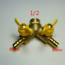 Три вилки соединения латунь Тройник уголь жидкость газовый шаровой кран сантехника пластиковая ручка воды