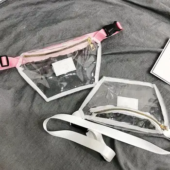 

2019 New Women Simple Transparent Waist Bags Fashion PVC Transparent Fanny Pack Women Waist Bags