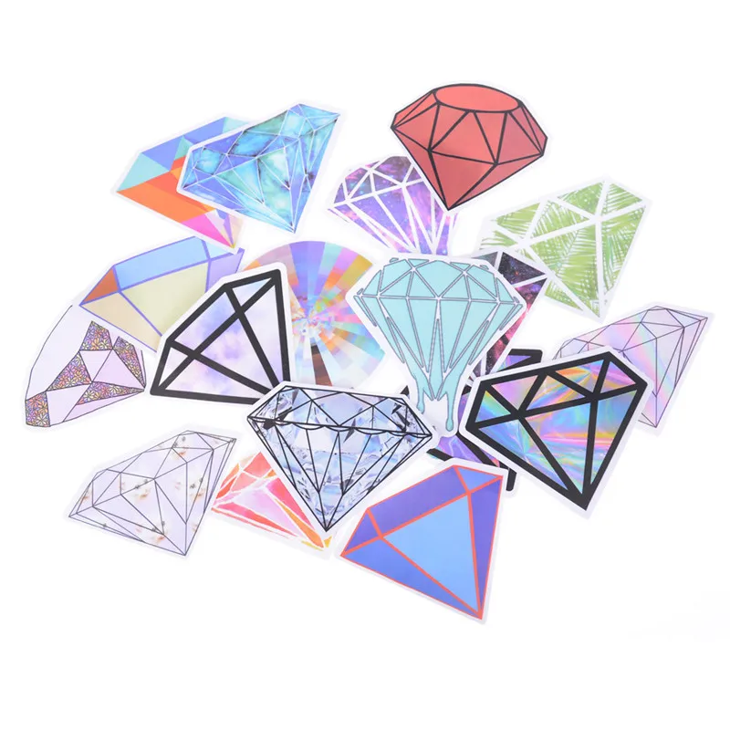

18 Pcs/set Diamond Shape Transparent Clear Stickers Norepeat for Pad Phone Case Laptop Car Skateboard Helmet Bicycle Suitcase