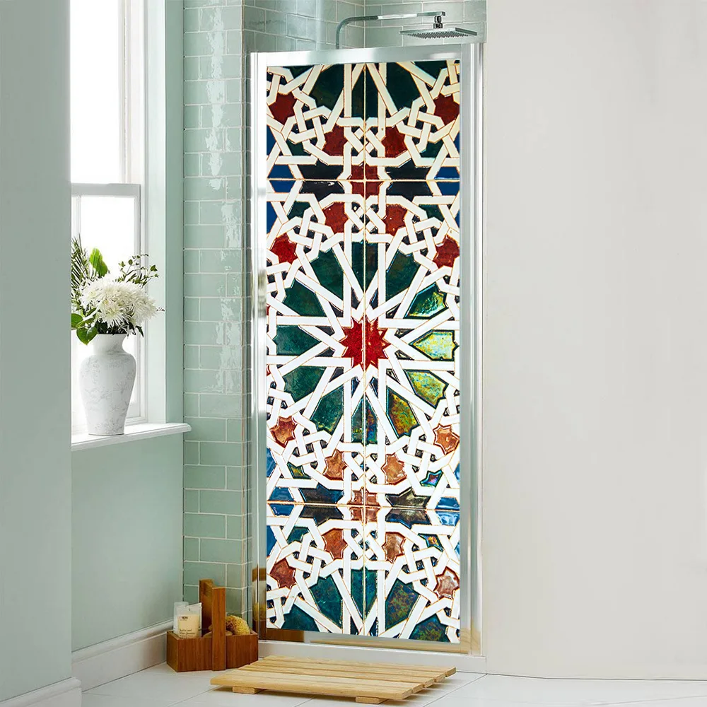 Съемная красочная мозаичная дверная Фреска калейдоскоп DIY дверная настенная художественная наклейка ванная комната на стекло Окно Дверь Водонепроницаемая виниловая наклейка