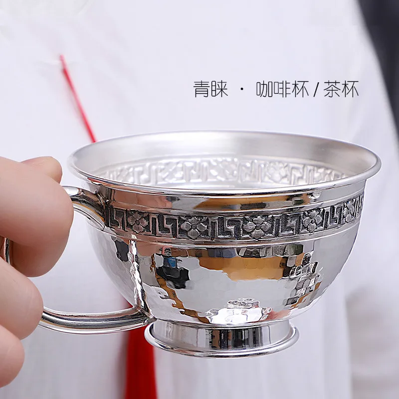 

Sterling Silver 999 Coffee Cup Kung Fu Tea Set Tea Cup Master Home Office Silver Water Cup Silver Drinking Set