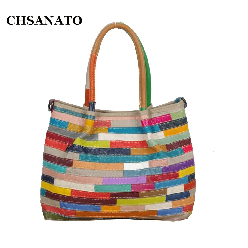 Hot Sale Women Handbag Casual Lady Purse Patchwork Handbags Tote Genuine leather Shoulder Bag ...