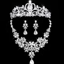 Nova joia nupcial тиара Colar e Brinco Conjunto Coroa тиара де страз Acessórios сделать Casamento Свадебные Joias де cristal
