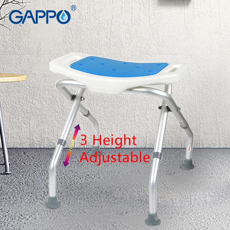 GAPPO Wall Mounted Shower Seats Adjustable Height Bathroom Safety Chair