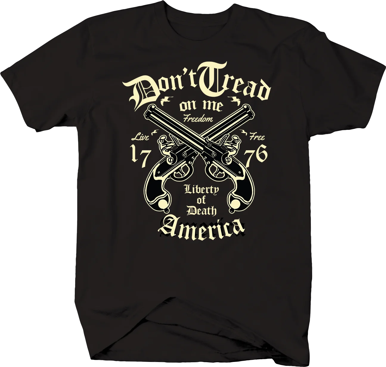 

Don't Tread on Me with Crossed Pistols 2nd Amendment Free Tshirt Short Sleeve T Shirt Men