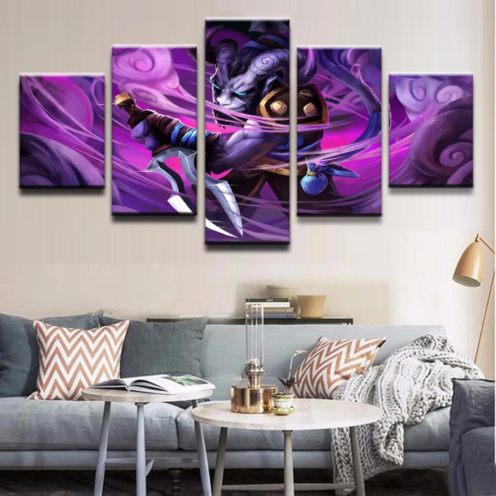 Painting Canvas Print Game Poster 5 Panel Creature Dagger DOTA 2 Riki Warrior Home Decor For Kids R