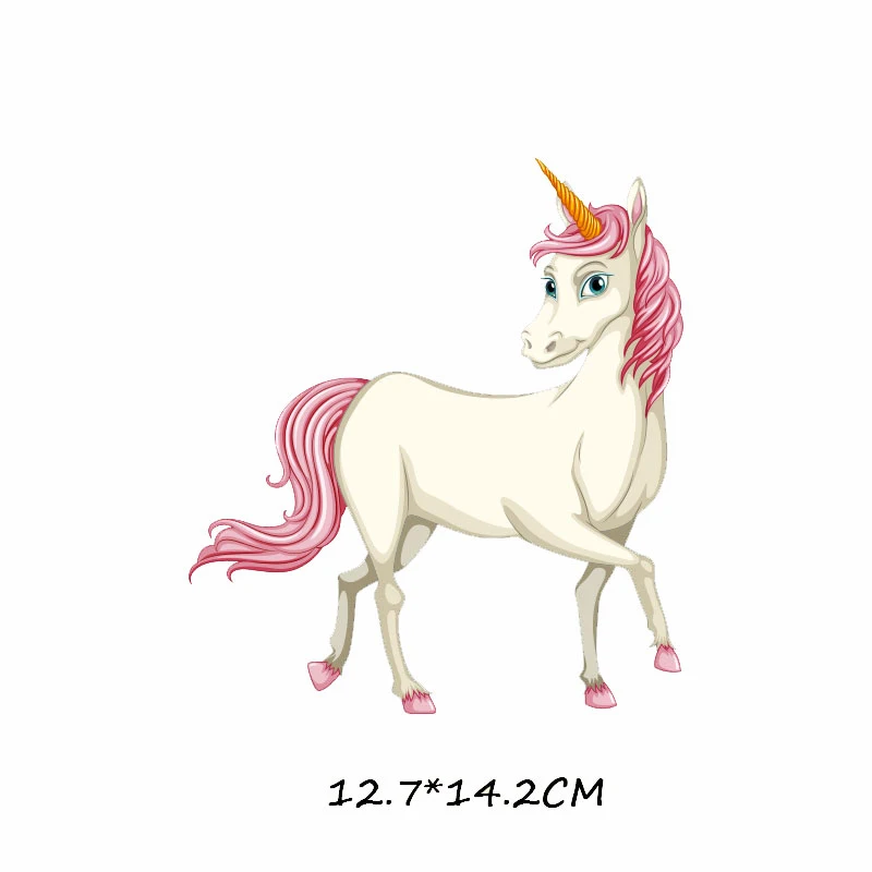 Fashion Girl Unicorn Iron-On Transfers Kids T-shirt Heat Ironing Stickers Thermal Patches for Clothing Iron Accessory Appliques - Цвет: 0112