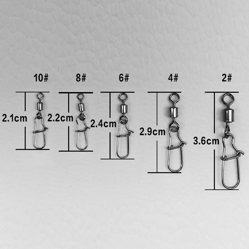 30 шт./лот 2#4#6#8#10# рыболовный разъем болт подшипника роликовый поворотный из нержавеющей стали с защелкой рыболовный крючок снасти