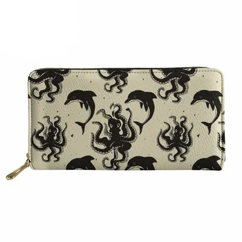 

Noisydesigns Octopus Printed Women Wallets Ladies Cluth Thin Purse Long for Females Cash Phone Holder Cute Coin Change Pocket