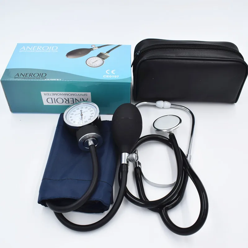 

New Aneroid Sphygmomano meter Cuff Blood Pressure Monitor with Stethoscope Nylon Cuff Dial for Doctor Nurse