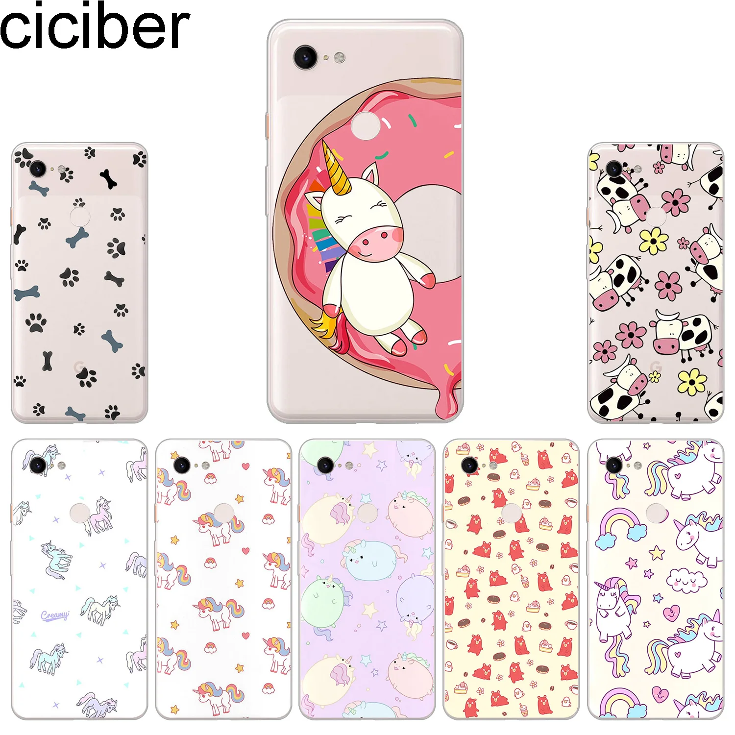 

ciciber New Fashion Phone Cases For Google Pixel 3 2 XL Case Soft Silicone TPU Back Cover for Pixel 3XL 2XL Cartoon Unicorn Capa
