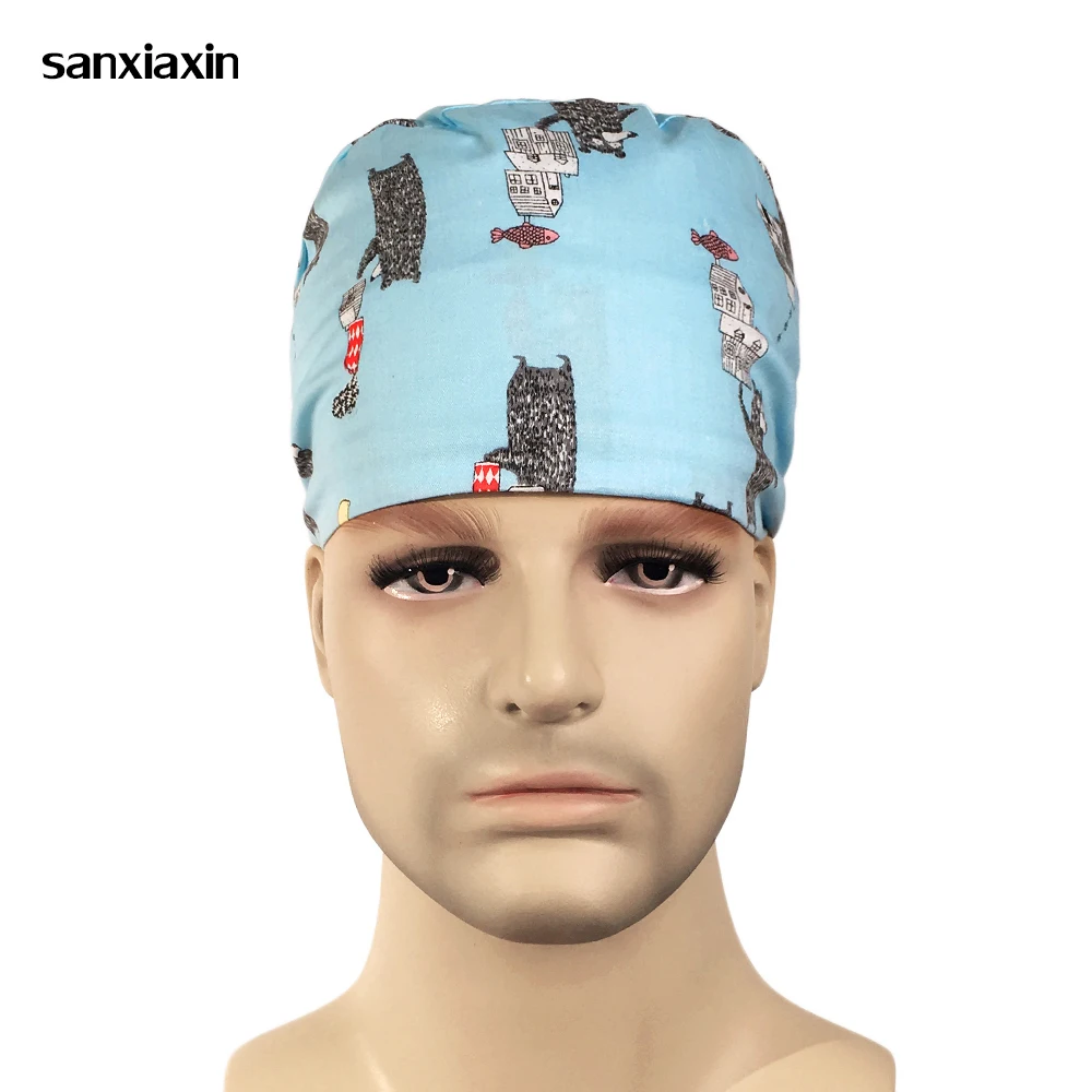 Sanxiaxin модный принт мультфильм шляпа стоматологи хирургическая Кепка s работа шапочка медсестры Регулируемая клиника шляпы медицинские
