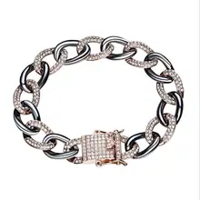 " Розовое золото черный цвет уникальный КУБИНСКИЙ звено цепи дизайн классные мужские ювелирные изделия Хип-Хоп рок Широкий КУБИНСКИЙ звено цепи браслет