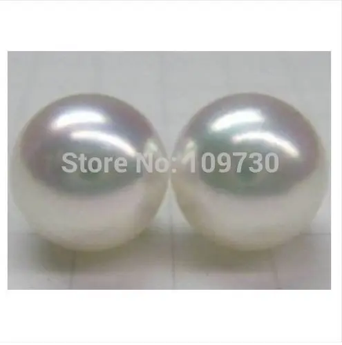 

ry00327 THE REAL NATURAL 11-12MM PERFECT ROUND SOUTH SEA WHITE LOOSE PEARL earrings 14 K (A0425)
