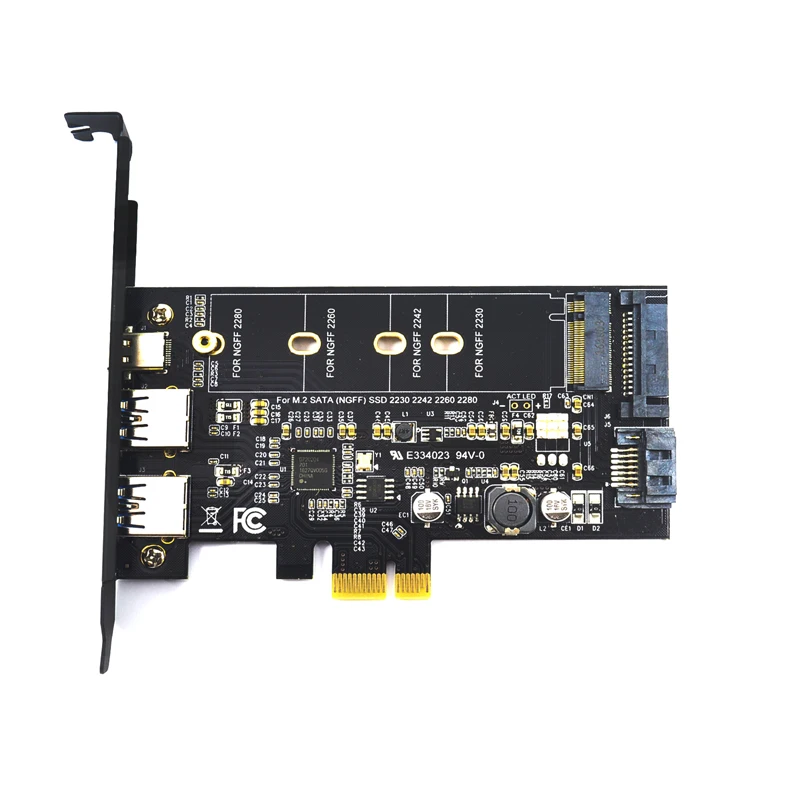 Двойной USB 3 0 1 порт Type c M.2 PCIe адаптер M2 SSD SATA B Ключ к PCI E 2280 контроллерная карта