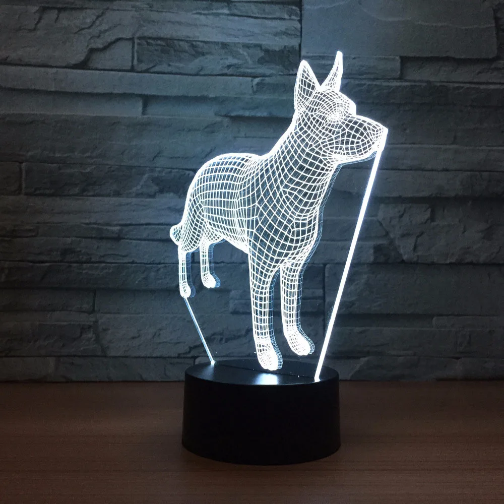 Доберман Пинчер ночные светильники 7 цветов Изменение 3D Led Новинка Luminaria животное Настольная лампа с собакой ребенок домашний прикроватный Декор подарки