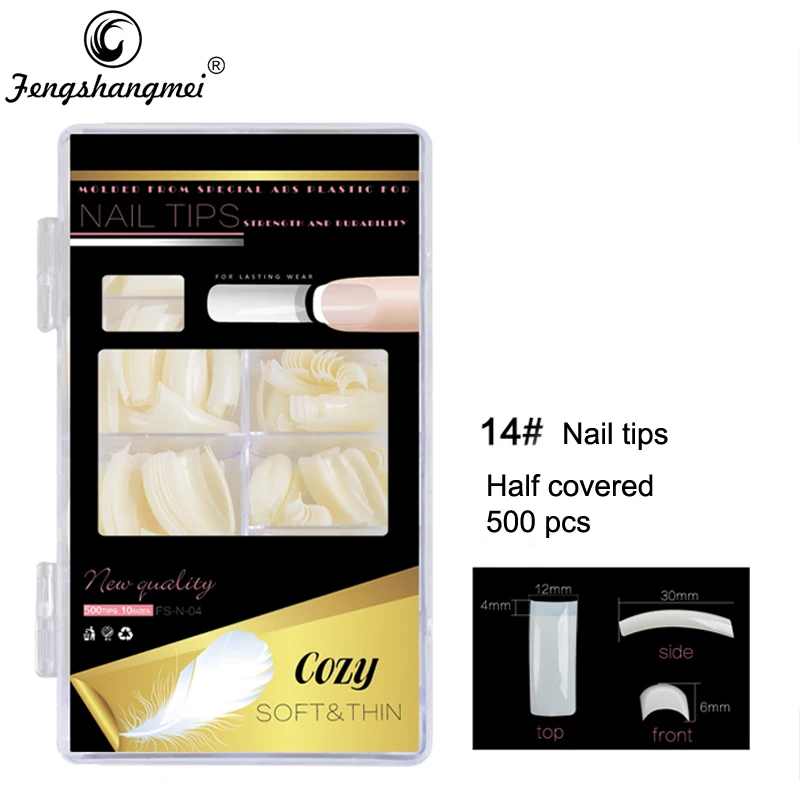 

Fengshangmei 500pcs Half False Nails Tips Fake Nail Thin Plastic Tips For Nails