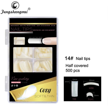 

Fengshangmei 500pcs Half False Nails Tips Fake Nail Thin Plastic Tips For Nails