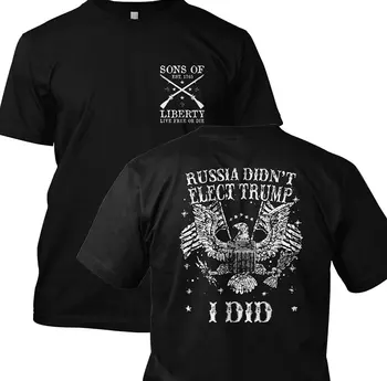 

2019 New Arrival Summer Fashion Short Sleeves 100% Cotton Russia Didn'T Elect Trump I Did Funny Tshirt Sayings