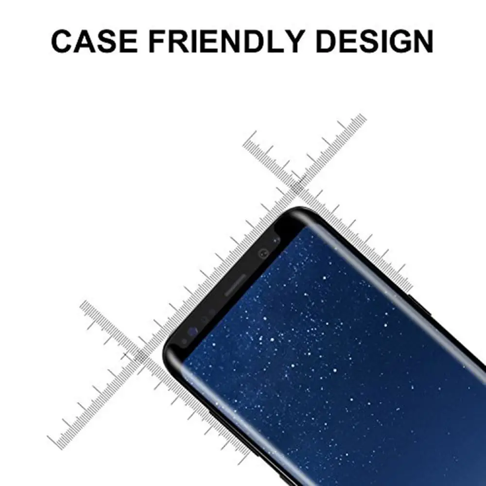 JGKK Case Fit 3D Curved Glass For Samsung Galaxy S8 S9 Plus Tempered Glass Case Friendly Screen Protector For S8 plus S9 Shield