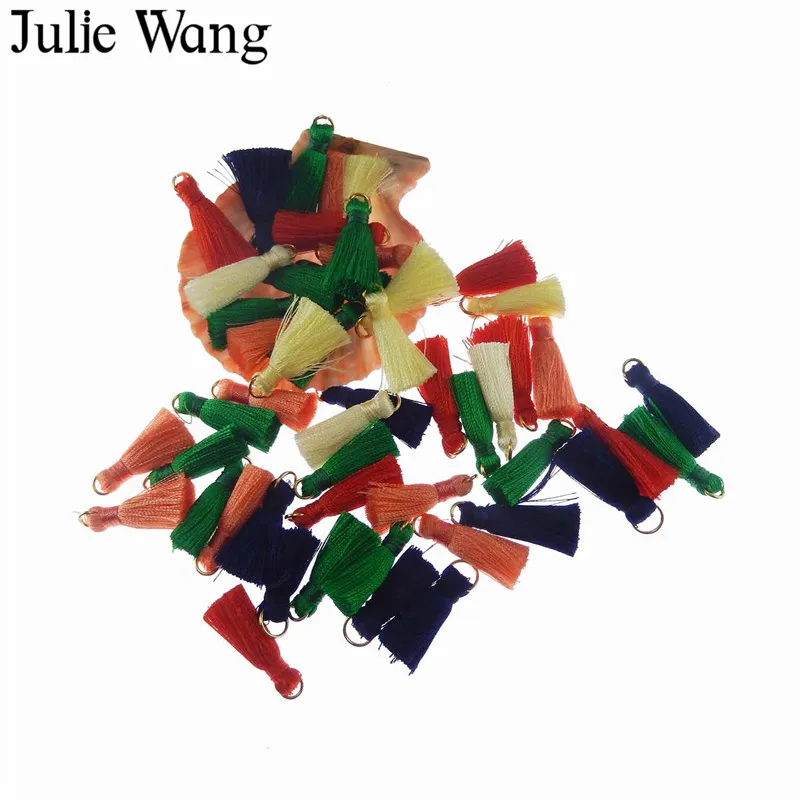 Julie Wang 10PCS Colorful Alloy+Cotton Tassel For Earring Pendant Charms Keychain Cellphone Straps Purses Jewelry Accessories Julie Wang 10PCS Colorful Alloy+Cotton Tassel For Earring Pendant Charms Keychain Cellphone Straps Purses Jewelry Accessories