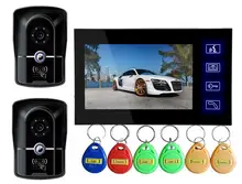 Freeship por RFID Impermeable Cámara de 7 Pulgadas LCD Color de Vídeo Portero Automático de la puerta de Intercomunicación Timbre video Portero cámara 2V1