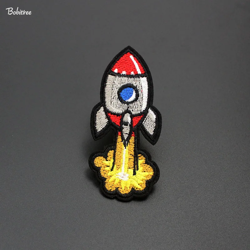 

The Rocket Fashion Cartoon Patch Embroidery Hot iron on Stickers Apparel for Jacket Jeans Clothes Backpack DIY Patchwork