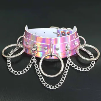 Women Chain Necklace Round Punk Style Choker 4 Colors
